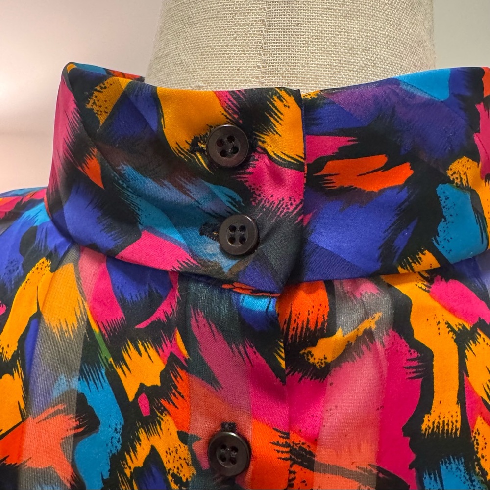 Vintage NICOLA Abstract Print High-Neck Blouse | Size 10 | NWT | Made in Korea - Picture 9 of 15
